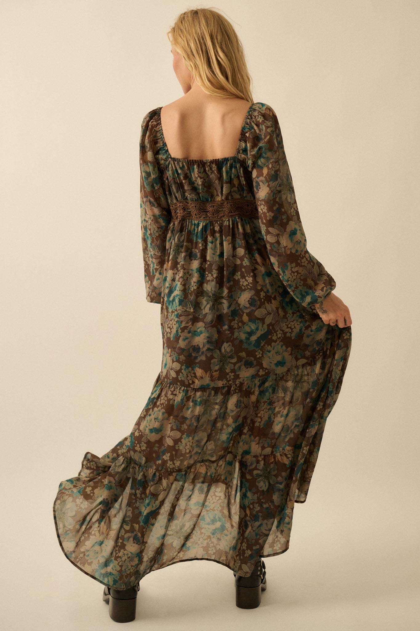Misty Meadow Floral Button-Up Maxi Prairie Dress - ShopPromesa