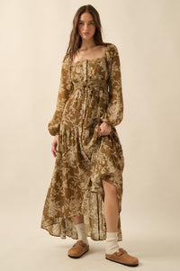 Garden Song Floral Button-Front Tiered Maxi Dress - ShopPromesa