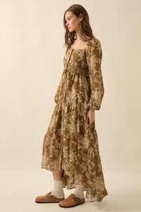 Garden Song Floral Button-Front Tiered Maxi Dress - ShopPromesa