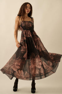 Decadent Blooms Floral Organza Midi Dress - ShopPromesa