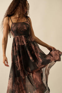 Decadent Blooms Floral Organza Midi Dress - ShopPromesa
