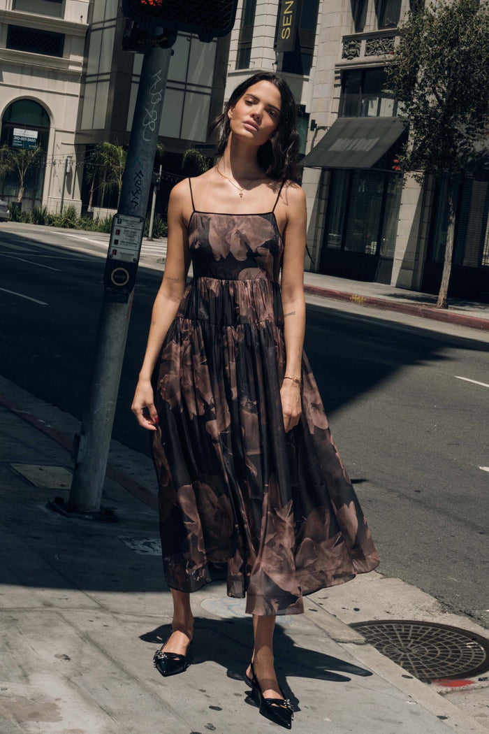 Decadent Blooms Floral Organza Midi Dress - ShopPromesa
