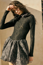 Midnight Romance Lace Mock-Neck Bubble Mini Dress - ShopPromesa