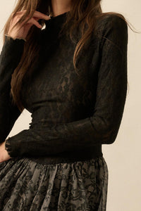 Midnight Romance Lace Mock-Neck Bubble Mini Dress - ShopPromesa