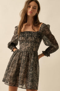 Night to Remember Lace-Print Organza Mini Dress - ShopPromesa