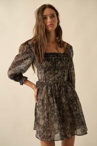 Night to Remember Lace-Print Organza Mini Dress - ShopPromesa