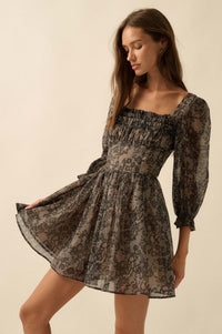 Night to Remember Lace-Print Organza Mini Dress - ShopPromesa