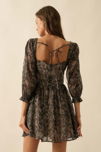 Night to Remember Lace-Print Organza Mini Dress - ShopPromesa