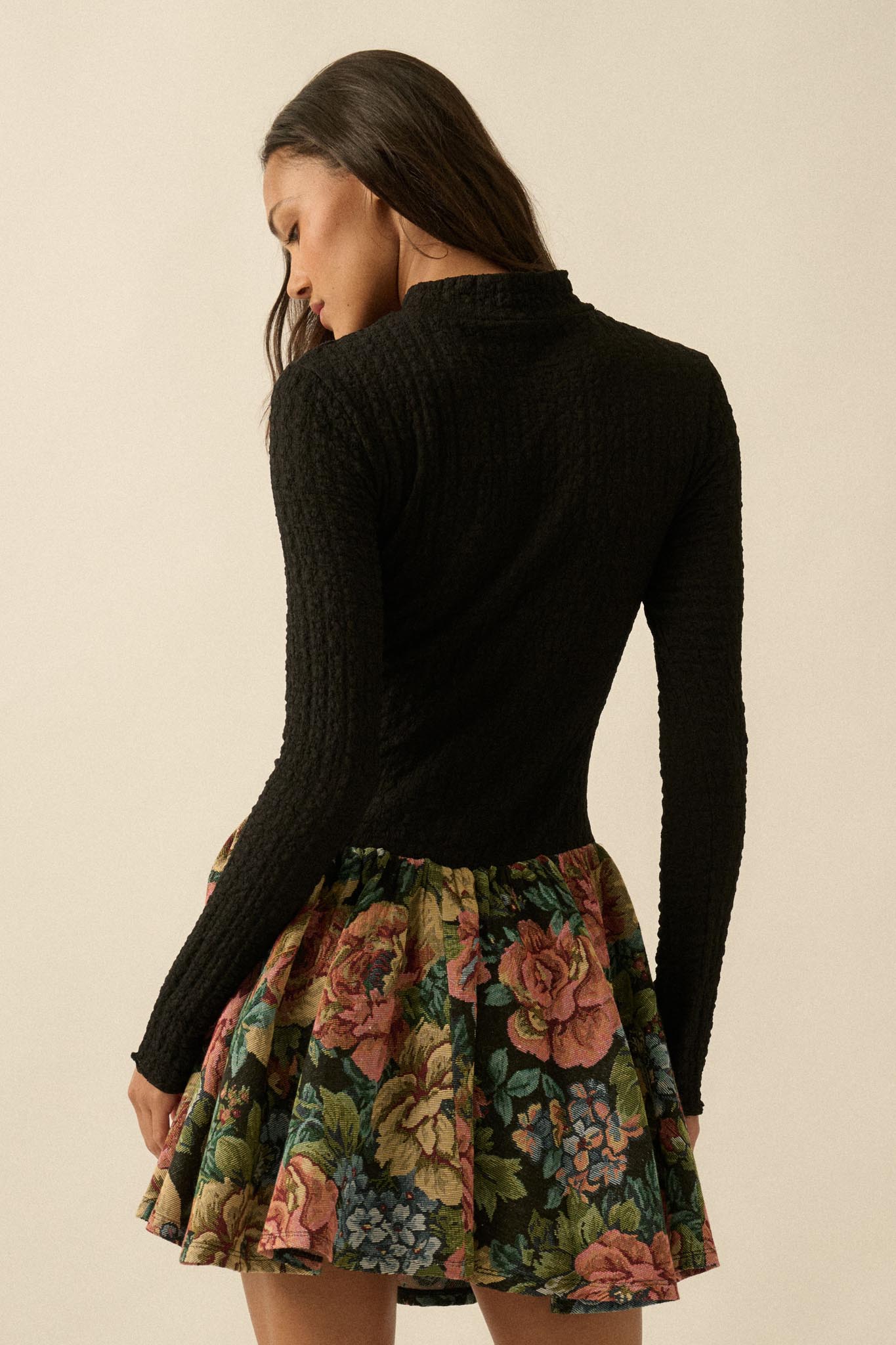 brocade tapestry mini dress For Love & Lemons Tobi Black Multi Brocade Tapestry Mini Dress Large