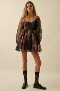 Scrumptious Bouquet Floral Organza Mini Dress - ShopPromesa