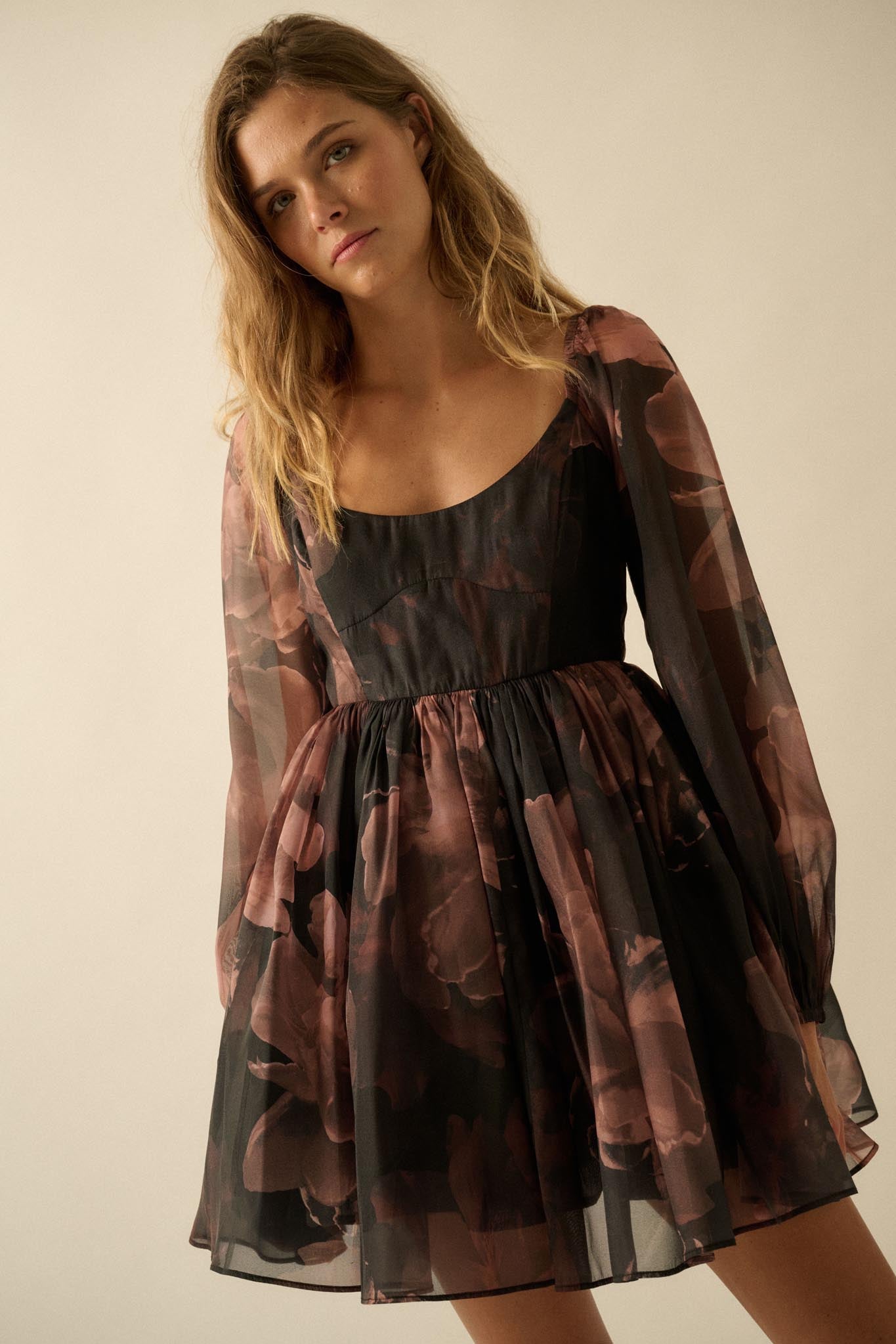 Scrumptious Bouquet Floral Organza Mini Dress - ShopPromesa