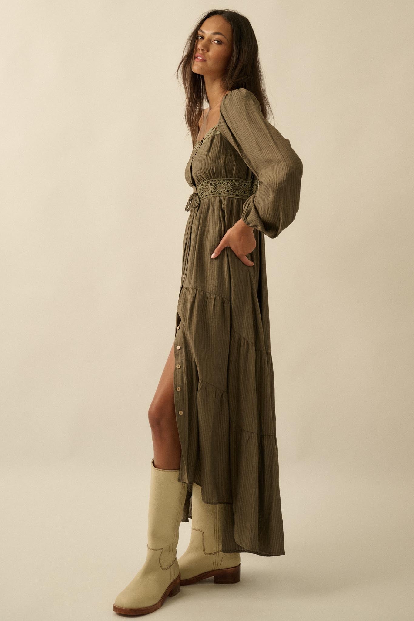 Love Song Striped Button-Front Tiered Maxi Dress - ShopPromesa