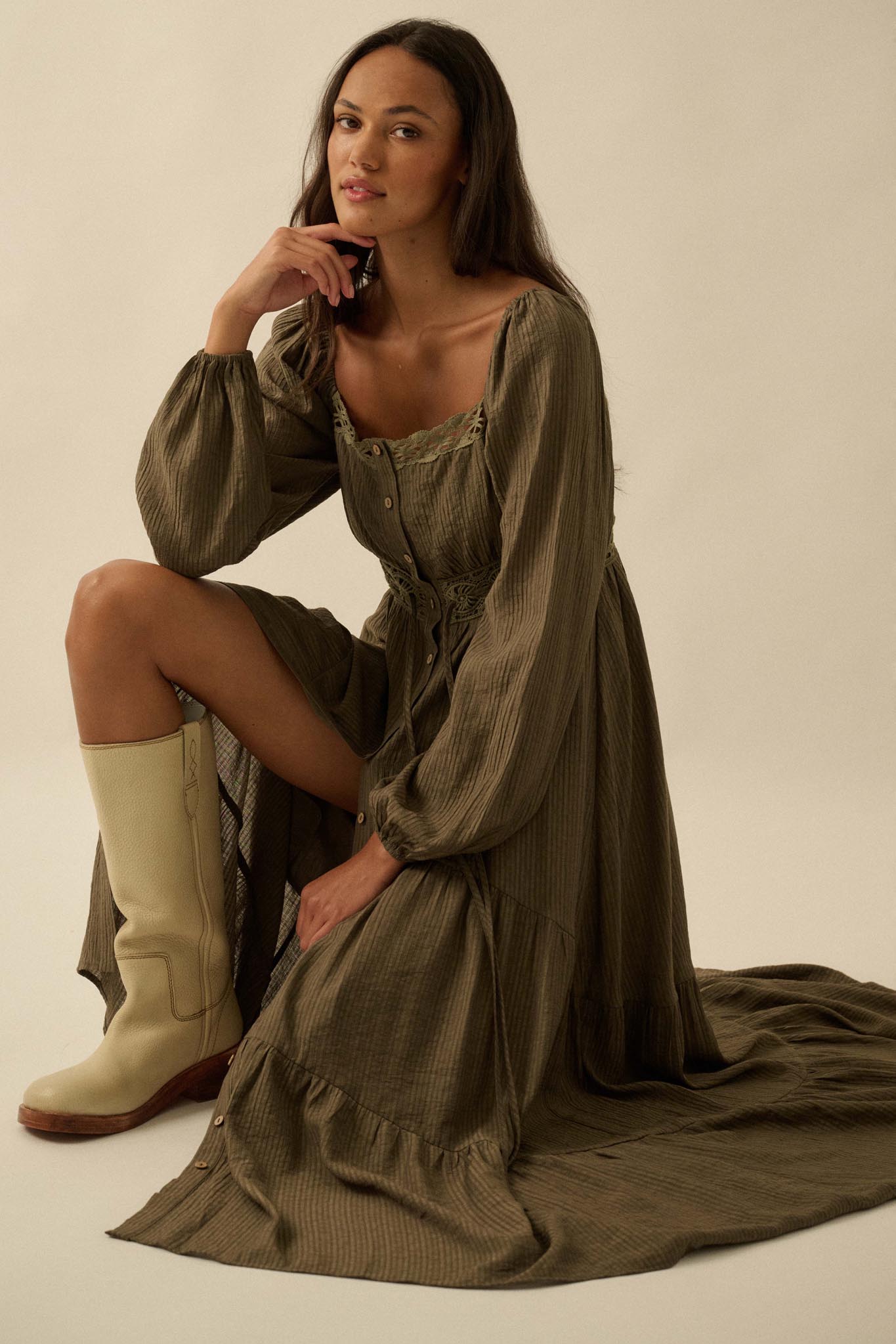 Love Song Striped Button-Front Tiered Maxi Dress - ShopPromesa