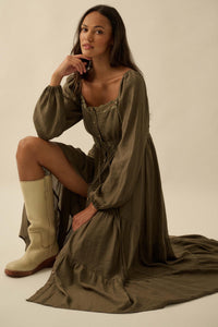 Love Song Striped Button-Front Tiered Maxi Dress - ShopPromesa