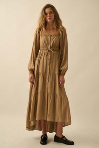 Love Song Striped Button-Front Tiered Maxi Dress - ShopPromesa