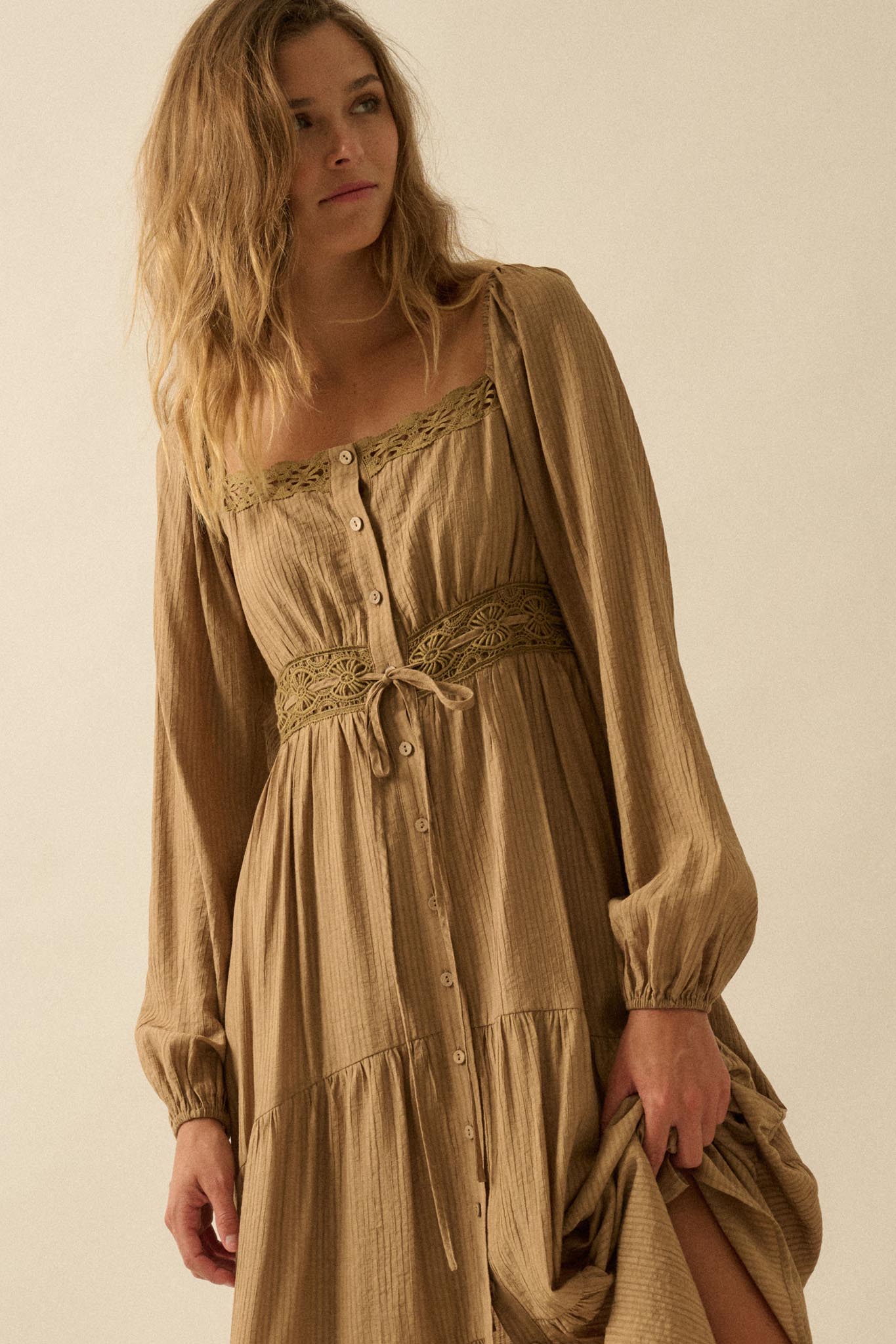 Love Song Striped Button-Front Tiered Maxi Dress - ShopPromesa