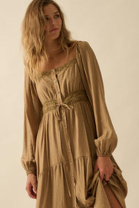 Love Song Striped Button-Front Tiered Maxi Dress - ShopPromesa