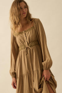 Love Song Striped Button-Front Tiered Maxi Dress - ShopPromesa