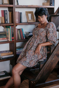 Pure Magic Tapestry Puff-Sleeve Babydoll Mini Dress - ShopPromesa