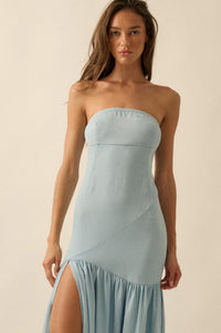 Blue Angel Strapless Denim Drop-Waist Maxi Dress - ShopPromesa