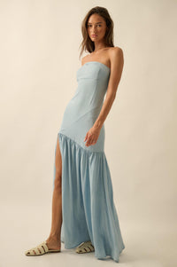 Blue Angel Strapless Denim Drop-Waist Maxi Dress - ShopPromesa