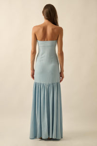 Blue Angel Strapless Denim Drop-Waist Maxi Dress - ShopPromesa