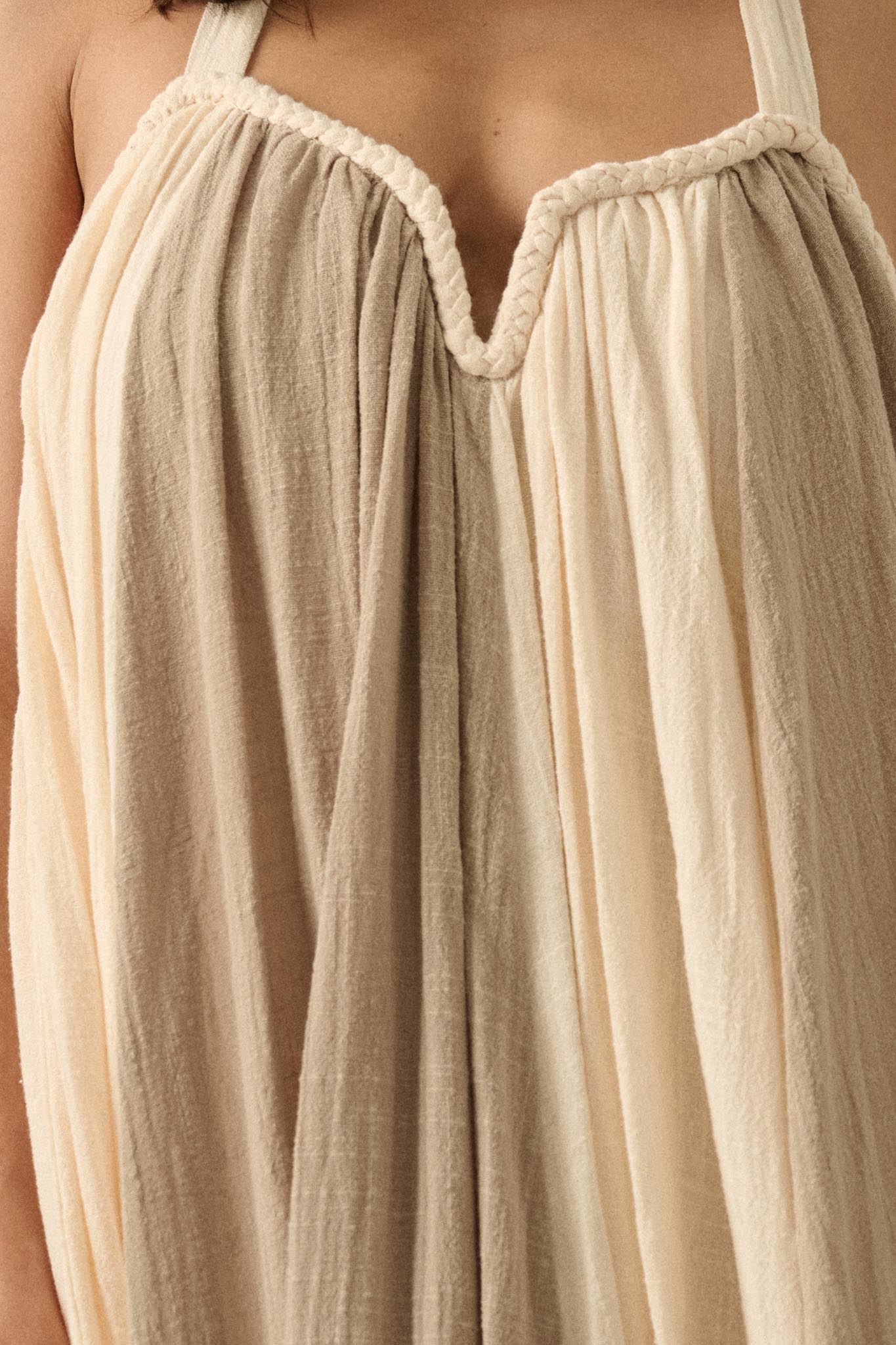 Let It Flow Colorblock Gauze Halter Maxi Dress - ShopPromesa