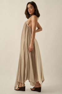 Let It Flow Colorblock Gauze Halter Maxi Dress - ShopPromesa