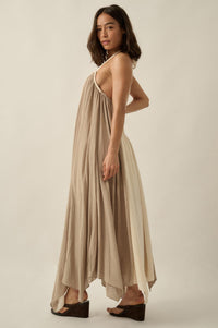 Let It Flow Colorblock Gauze Halter Maxi Dress - ShopPromesa