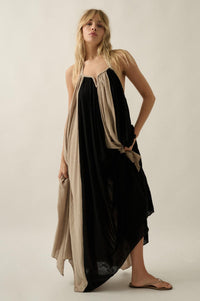 Let It Flow Colorblock Gauze Halter Maxi Dress - ShopPromesa