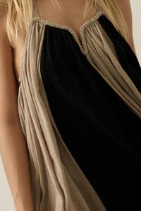 Let It Flow Colorblock Gauze Halter Maxi Dress - ShopPromesa