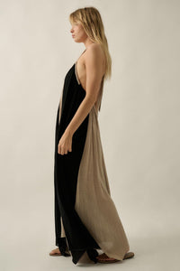 Let It Flow Colorblock Gauze Halter Maxi Dress - ShopPromesa