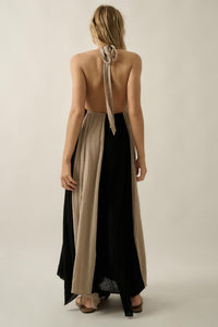Let It Flow Colorblock Gauze Halter Maxi Dress - ShopPromesa