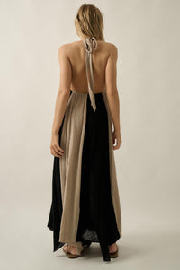 Let It Flow Colorblock Gauze Halter Maxi Dress - ShopPromesa