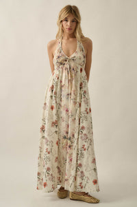 Bouquet by Me Floral-Print Smocked Halter Maxi Dress - ShopPromesa
