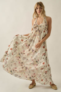 Bouquet by Me Floral-Print Smocked Halter Maxi Dress - ShopPromesa