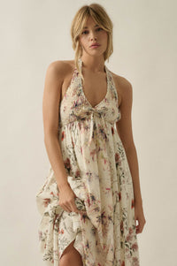 Bouquet by Me Floral-Print Smocked Halter Maxi Dress - ShopPromesa