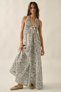 Lost Lands Abstract-Print Smocked Halter Maxi Dress - ShopPromesa