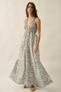Lost Lands Abstract-Print Smocked Halter Maxi Dress - ShopPromesa