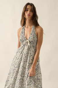 Lost Lands Abstract-Print Smocked Halter Maxi Dress - ShopPromesa