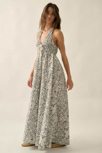 Lost Lands Abstract-Print Smocked Halter Maxi Dress - ShopPromesa