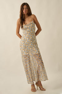 Sunshine Garden Floral Chiffon Open-Back Maxi Dress - ShopPromesa