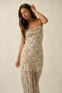 Sunshine Garden Floral Chiffon Open-Back Maxi Dress - ShopPromesa