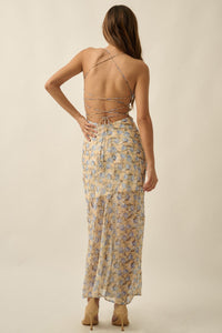 Sunshine Garden Floral Chiffon Open-Back Maxi Dress - ShopPromesa