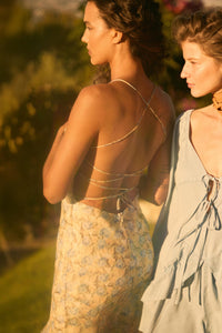 Sunshine Garden Floral Chiffon Open-Back Maxi Dress - ShopPromesa