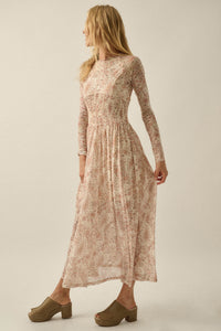 Fantasy World Paisley Mesh Smocked Midi Dress - ShopPromesa