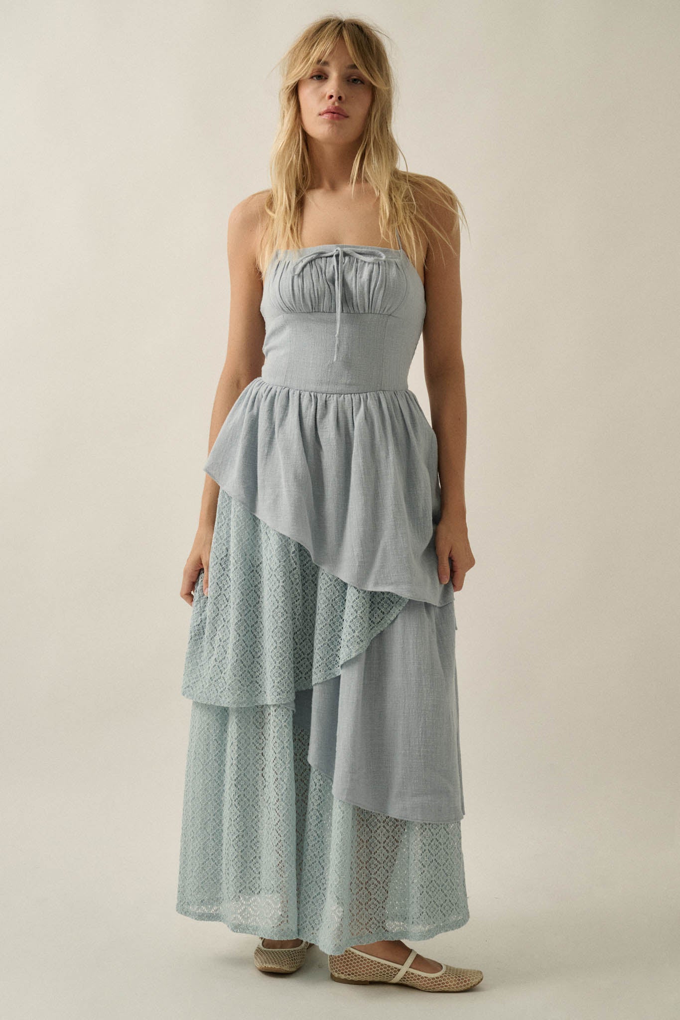 Love Freely Tiered Cotton Gauze and Lace Maxi Dress - ShopPromesa