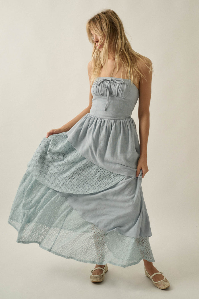 Love Freely Tiered Cotton Gauze and Lace Maxi Dress - ShopPromesa