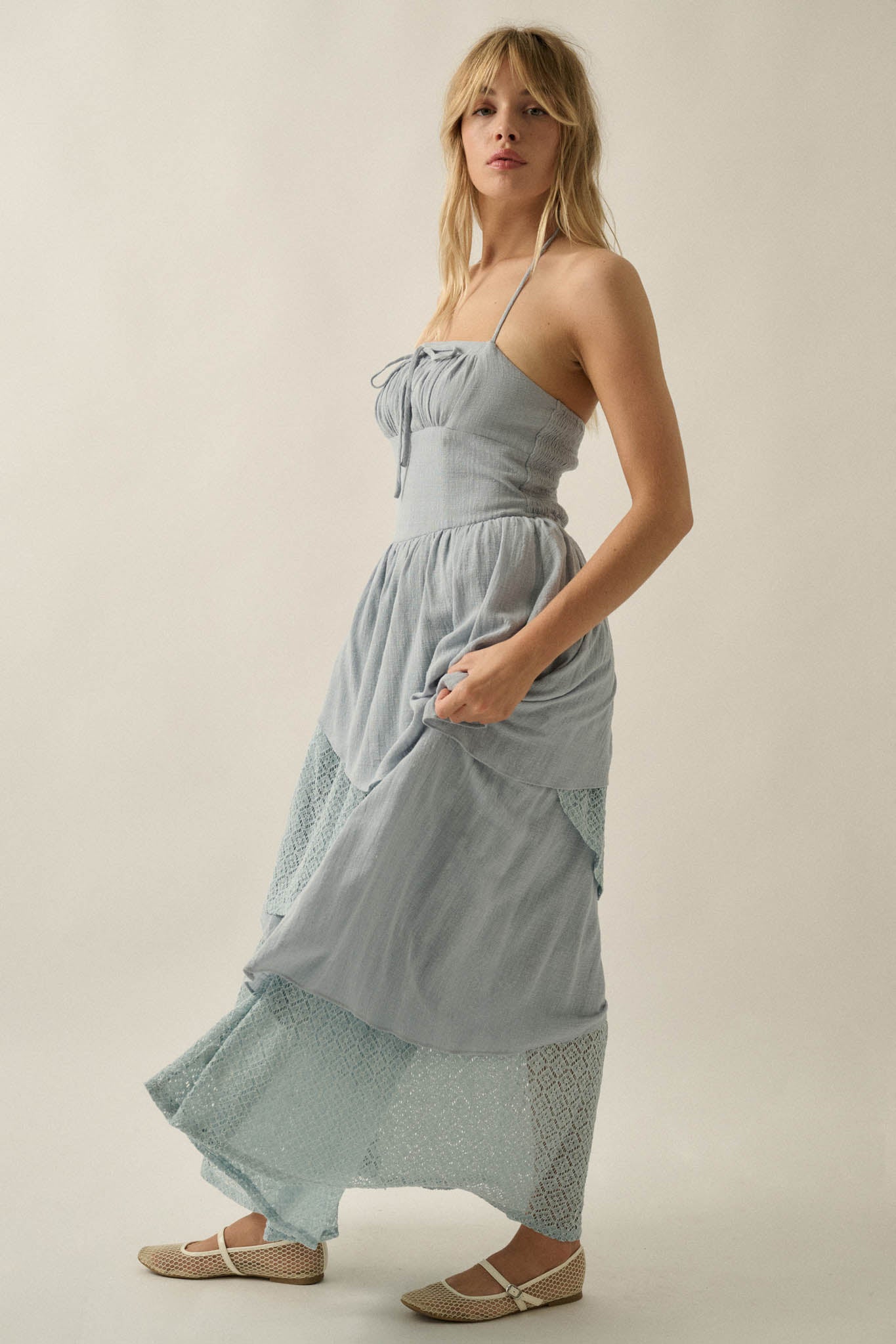 Love Freely Tiered Cotton Gauze and Lace Maxi Dress - ShopPromesa