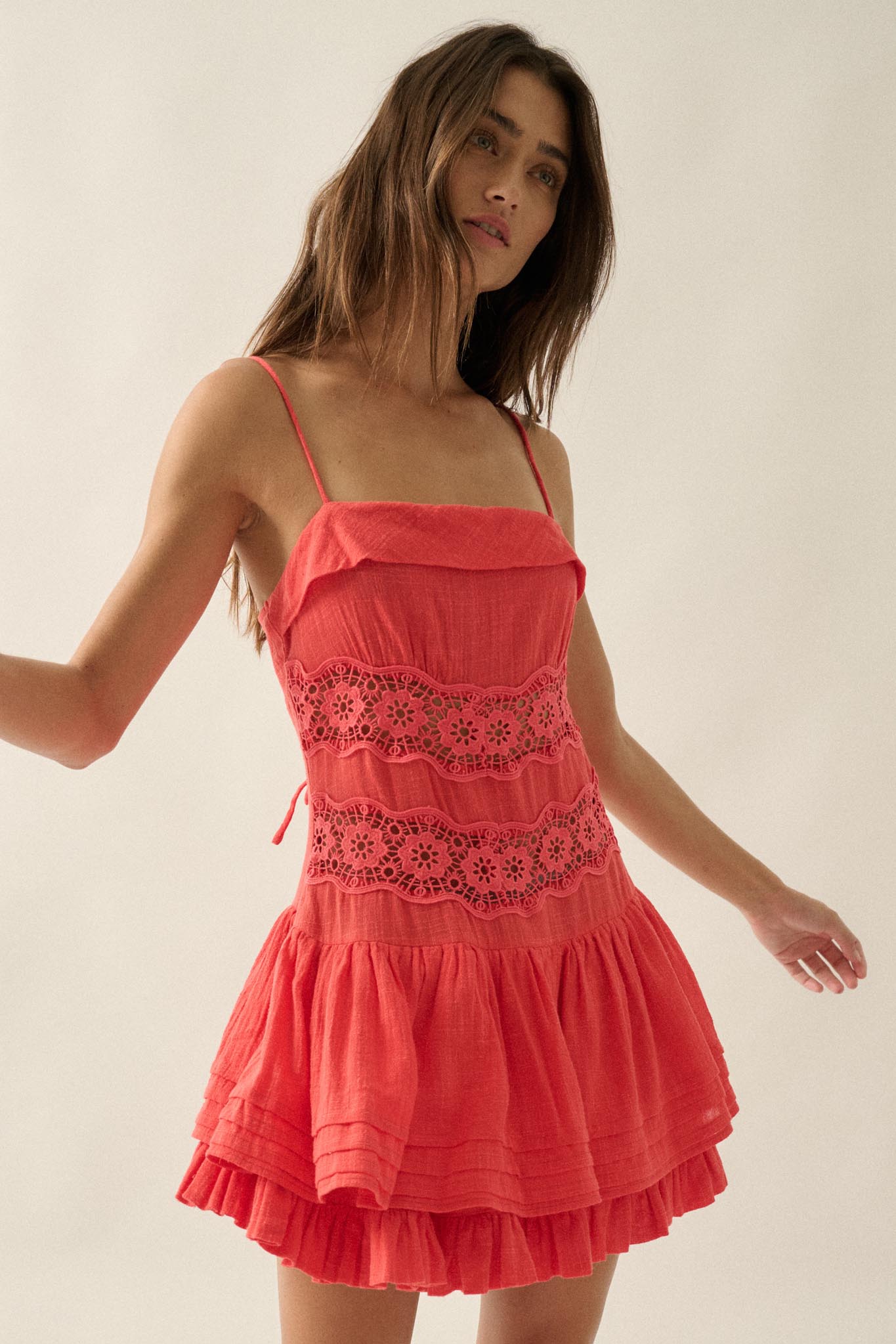 Play Date Lace-Inset Cotton Gauze Mini Dress - ShopPromesa